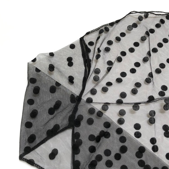NEW Black Sheer Mesh Blouse Polka Dot Top S to MP - Picture 6 of 8
